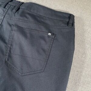 TravisMathew Performance Pants Mens 38x28 Black Five Pocket Golf Open to Close